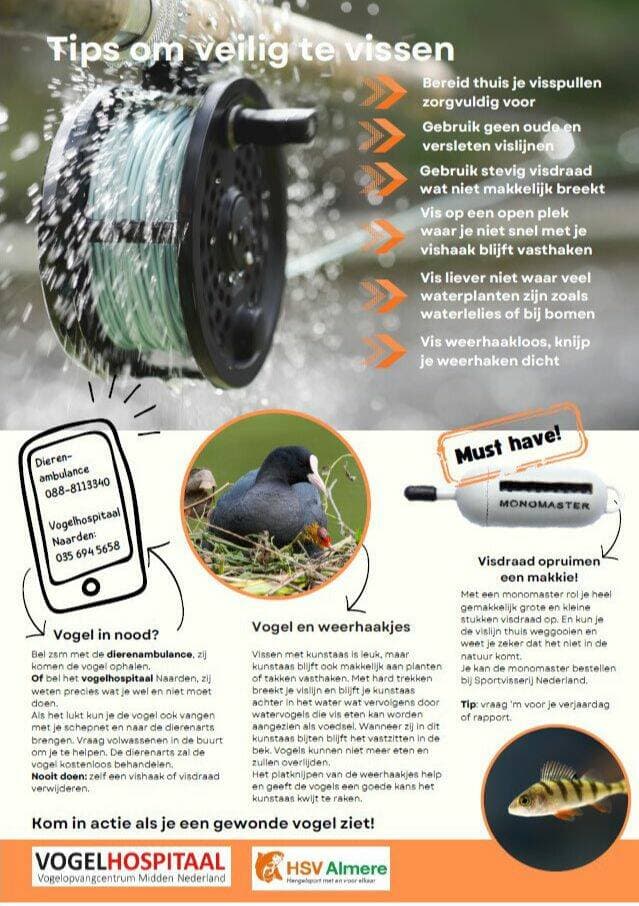 HSV Almere - samenwerking voor vogelveiligheid: flyer + cheque